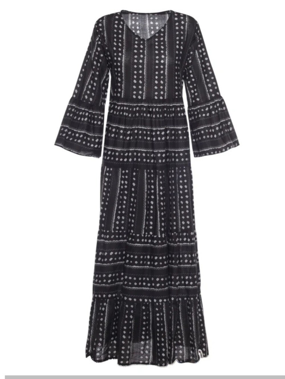 KikiSol Breezy Polka-dot Tier Cotton Maxi Dress S/M